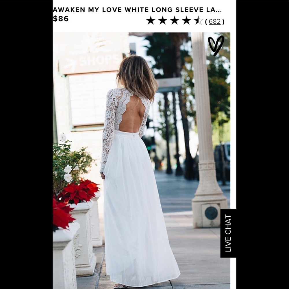 AWAKEN MY LOVE WHITE LONG SLEEVE LACE MAXI DRESS